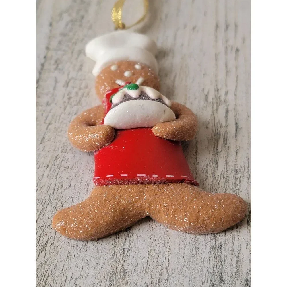 Gingerbread‎ Glitter Chef cake baker ornament Xmas decor